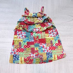 Hanna Andersson ruffle top dress, size 3t, patchwork quilt floral print